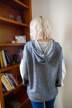 Blue Zone Planet |  Belt & Reversed Details Zip-up Hooded Sweater