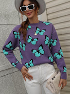 Blue Zone Planet |  Butterfly Dropped Shoulder Crewneck Sweater