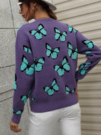 Blue Zone Planet |  Butterfly Dropped Shoulder Crewneck Sweater