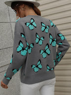 Blue Zone Planet |  Butterfly Dropped Shoulder Crewneck Sweater
