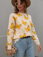 Blue Zone Planet |  Butterfly Dropped Shoulder Crewneck Sweater