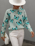Blue Zone Planet |  Butterfly Dropped Shoulder Crewneck Sweater