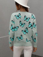 Blue Zone Planet |  Butterfly Dropped Shoulder Crewneck Sweater