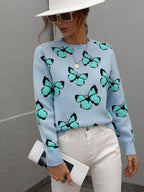 Blue Zone Planet |  Butterfly Dropped Shoulder Crewneck Sweater