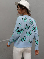 Blue Zone Planet |  Butterfly Dropped Shoulder Crewneck Sweater