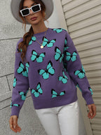 Blue Zone Planet |  Butterfly Dropped Shoulder Crewneck Sweater