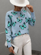 Blue Zone Planet |  Butterfly Dropped Shoulder Crewneck Sweater
