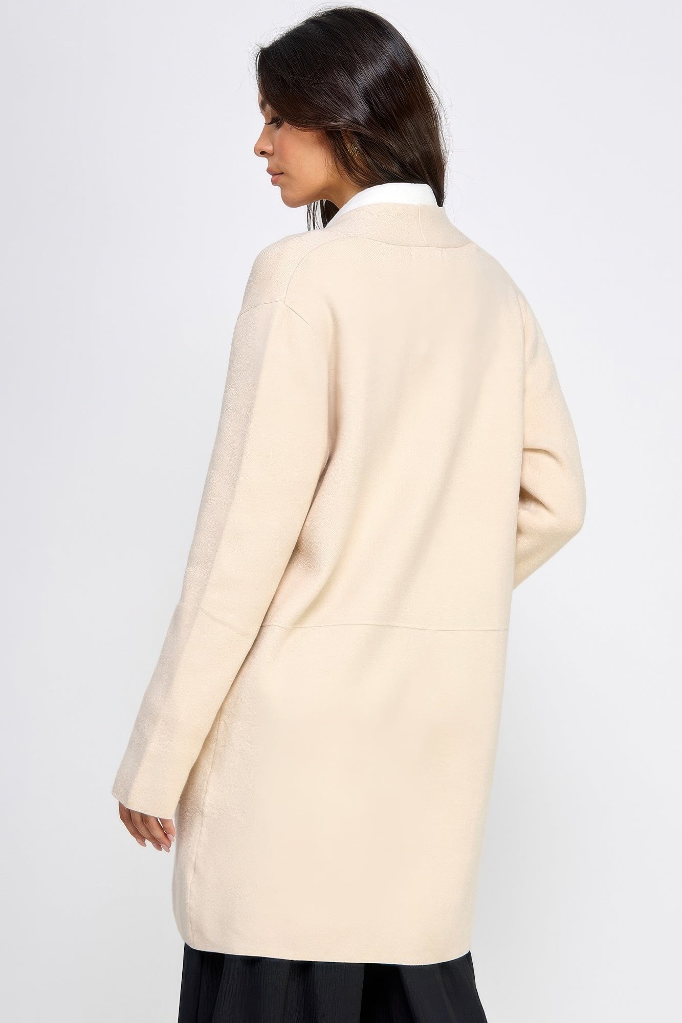 Basic Soft Long Line Open Front Sweater Cardigan
