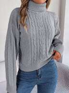 Cable-Knit Turtleneck Sweater