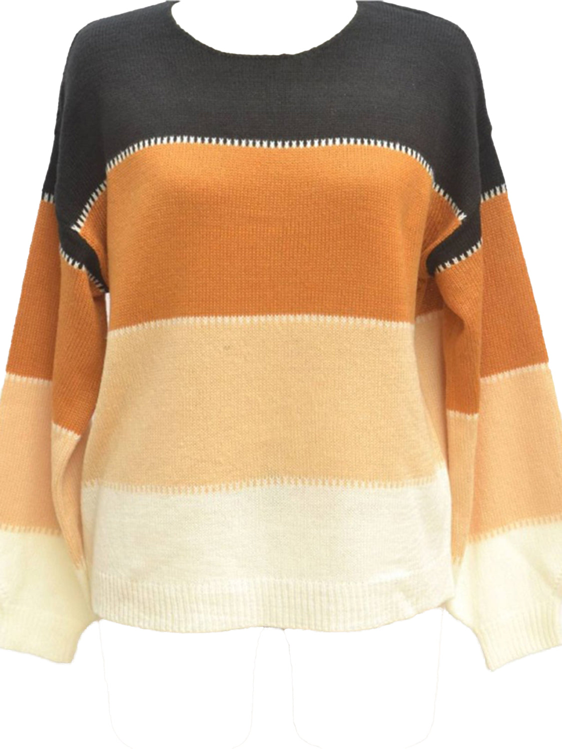 Color Block Round Neck Sweater