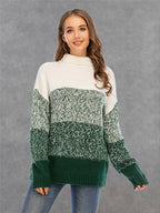 Color Block Turtleneck Sweater