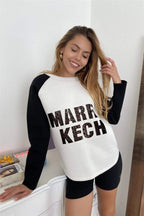 Blue Zone Planet |  Contrast Sleeve Curved Hem Sweater