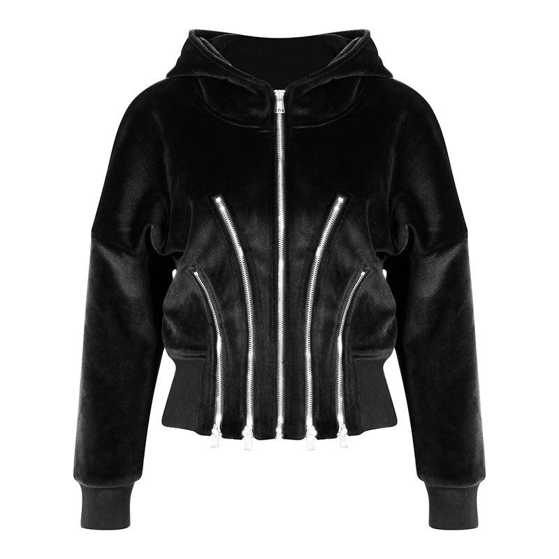 Dream Architect Gold Velvet Hooded Sweater