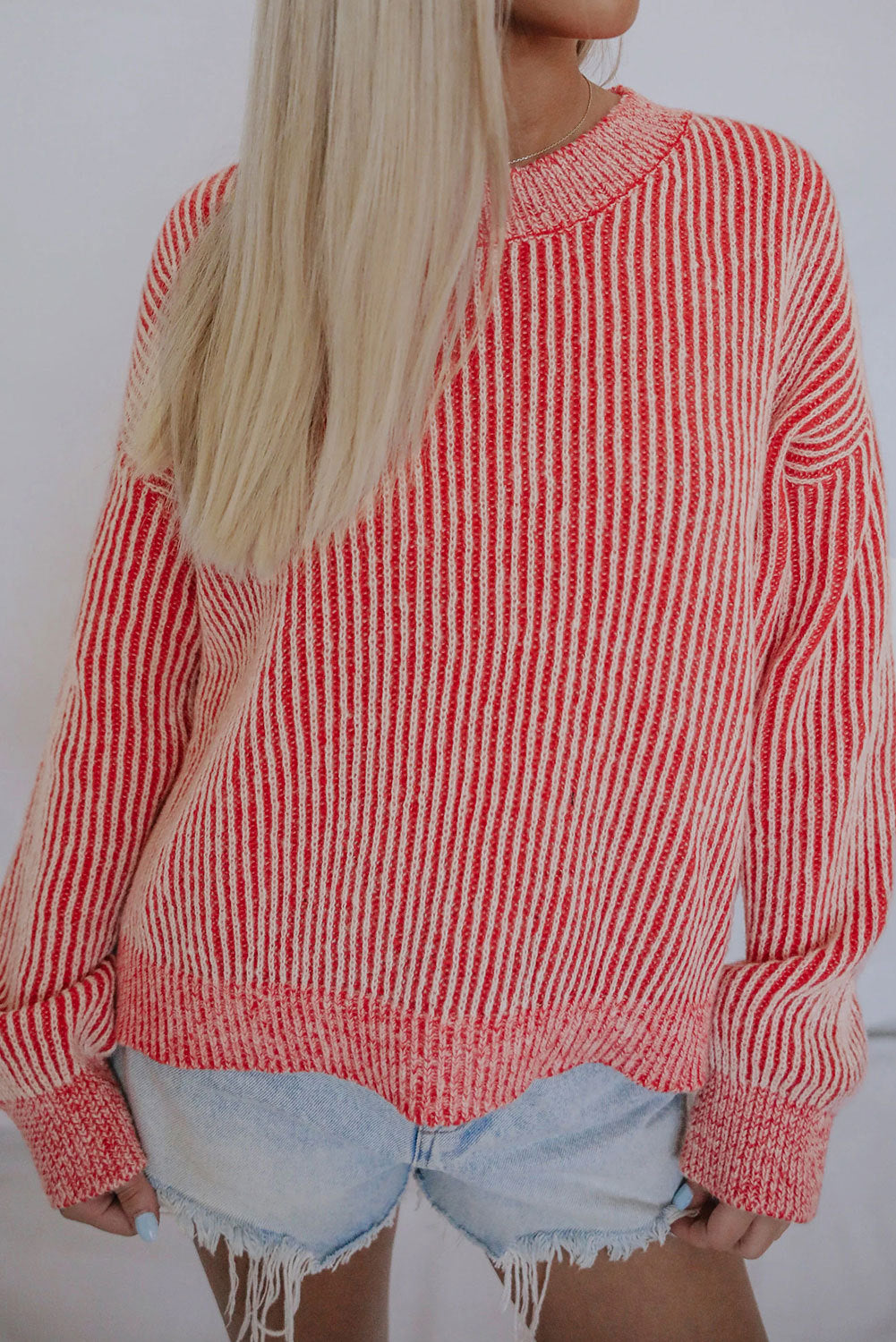Blue Zone Planet |  Dropped Shoulder Round Neck Sweater