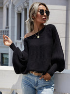 Blue Zone Planet |  Horizontal Ribbing Dolman Sleeve Sweater