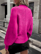 Blue Zone Planet |  Horizontal Ribbing Round Neck Sweater