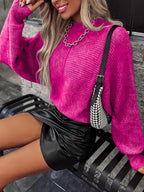 Blue Zone Planet |  Horizontal Ribbing Round Neck Sweater