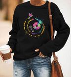 Blue Zone Planet |  Hummingbird Printed Long-Sleeved Round Neck Sweater Women