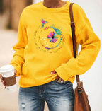 Blue Zone Planet |  Hummingbird Printed Long-Sleeved Round Neck Sweater Women