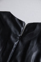 Sleek Black Faux Leather Wrap Mini Dress