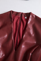 Sophisticated Black Faux Leather Bodycon Dress