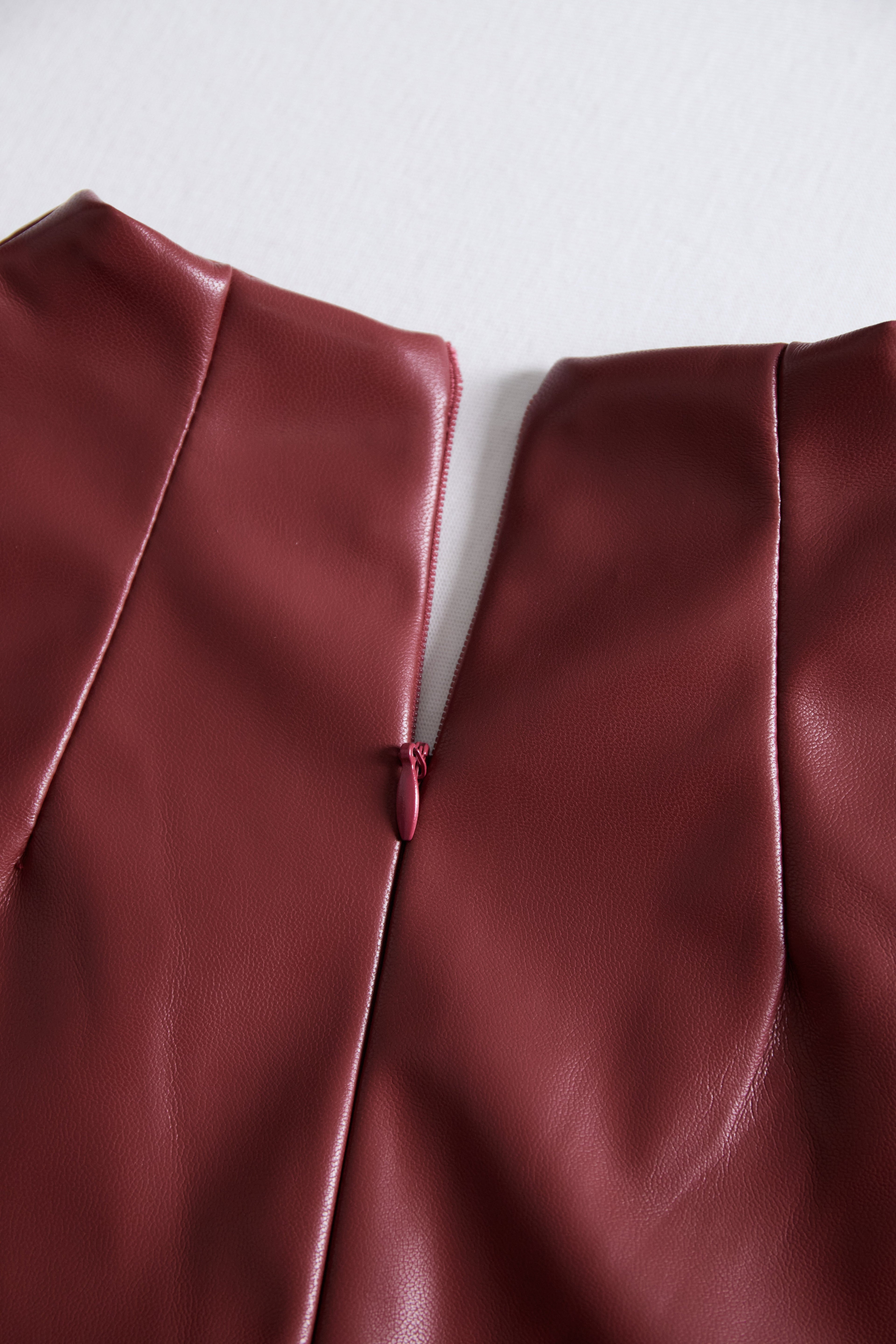 Sophisticated Black Faux Leather Bodycon Dress