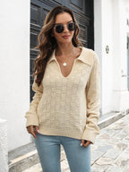 Johnny Collar Dropped Shoulder Sweater