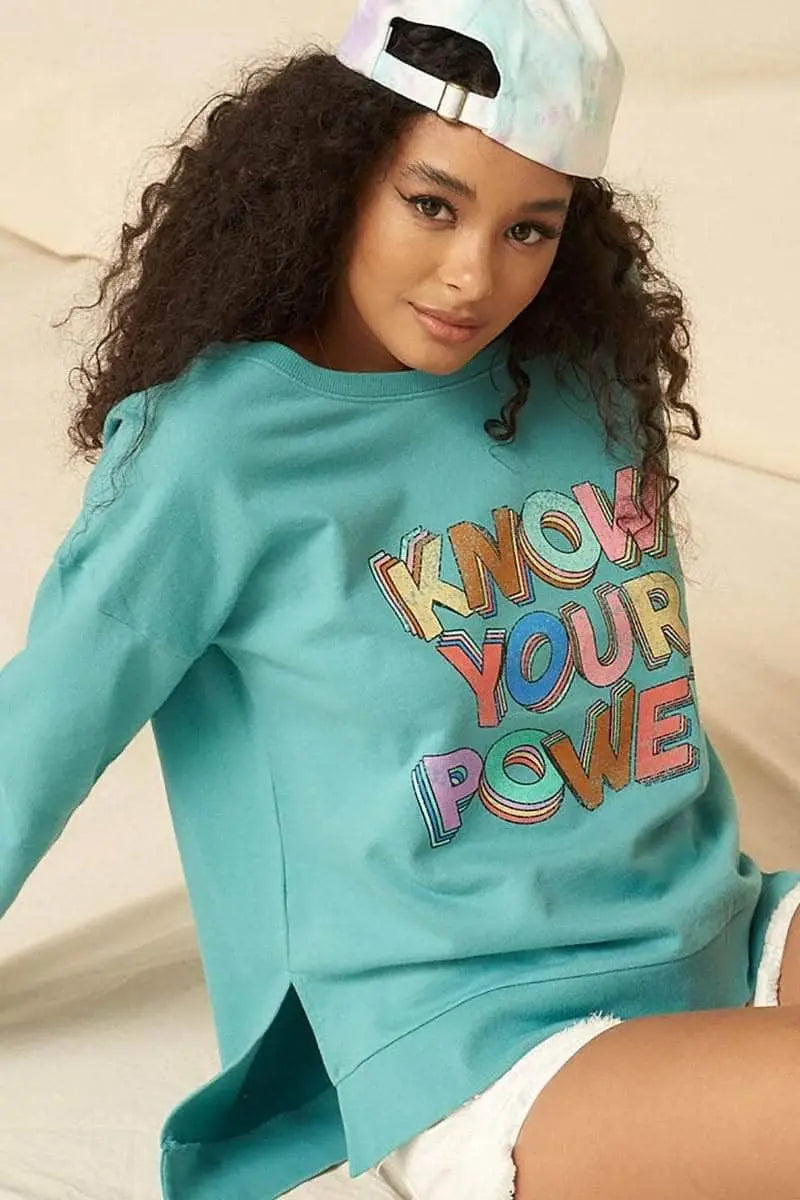 Blue Zone Planet |  Know your power Mineral Washed French Terry Sweater