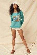 Blue Zone Planet |  Know your power Mineral Washed French Terry Sweater