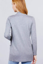 Blue Zone Planet |  Long Sleeve Rib Banded Open Sweater Cardigan With Pockets