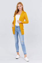 Blue Zone Planet |  Long Sleeve Rib Banded Open Sweater Cardigan With Pockets