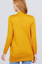 Blue Zone Planet |  Long Sleeve Rib Banded Open Sweater Cardigan With Pockets