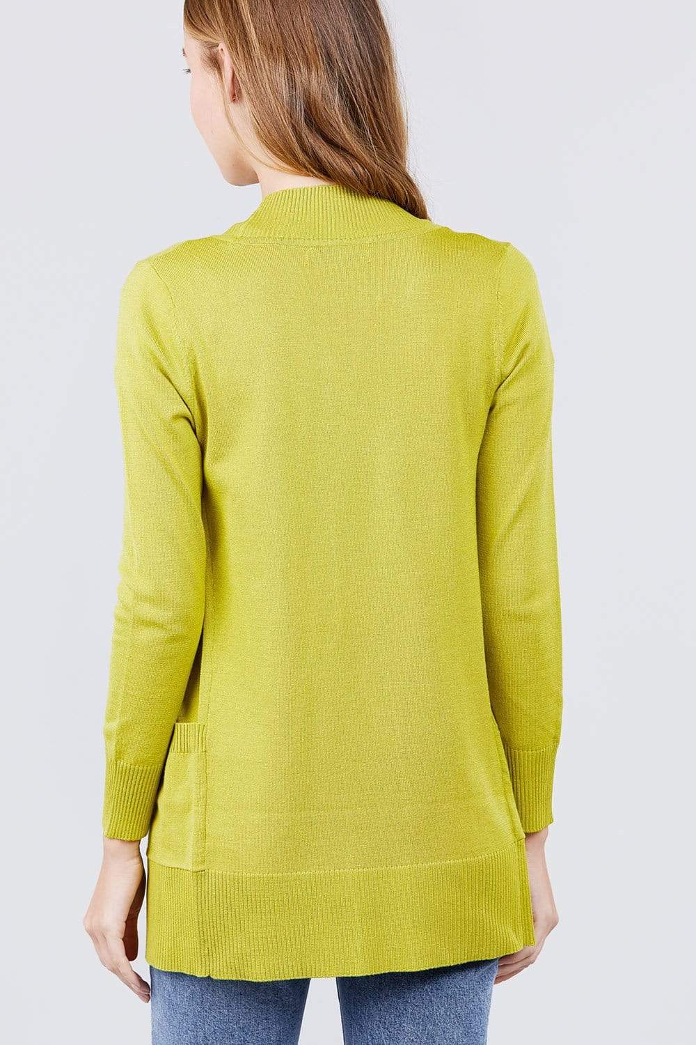 Blue Zone Planet |  Long Sleeve Rib Banded Open Sweater Cardigan With Pockets