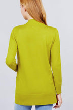 Blue Zone Planet |  Long Sleeve Rib Banded Open Sweater Cardigan With Pockets