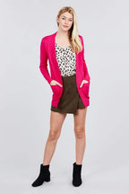 Blue Zone Planet |  Long Sleeve Rib Banded Open Sweater Cardigan With Pockets