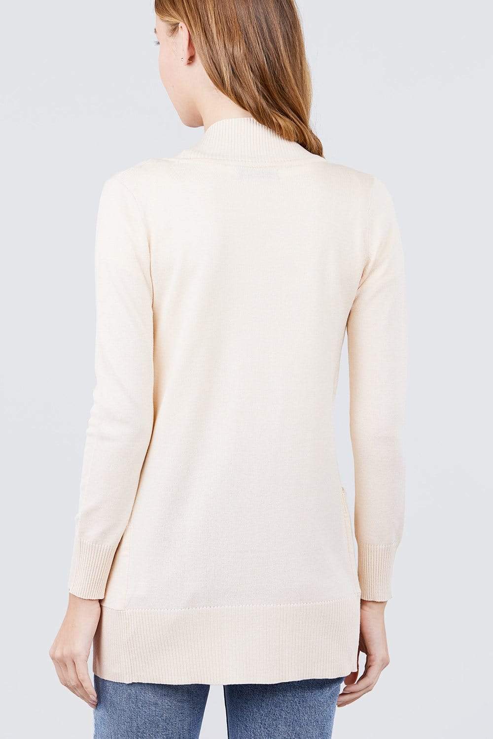 Blue Zone Planet |  Long Sleeve Rib Banded Open Sweater Cardigan With Pockets