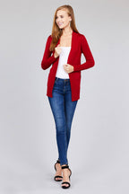 Blue Zone Planet |  Long Sleeve Rib Banded Open Sweater Cardigan With Pockets