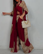 Women's V-Neck Patchwork Casual Set: Comfortable Top & Pants