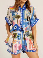 Chic Linen Casual Shirt and Shorts Set - Comfortable & Stylish