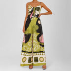 Elegant Printed Waist-Hugging Suspender Wide-Leg Jumpsuit - Chic Party & Vacation Wear