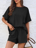 Women's Bat Short-Sleeved T-Shirt with Drawstring Shorts Set - Comfortable & Stylish Loungewear