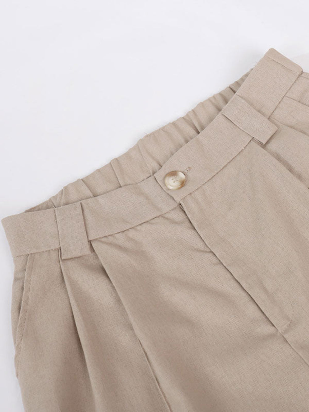 Women's Elegant V-Neck Pleated Cotton and Linen Wide-Leg Pants Suit - Sleeveless, Breathable, Casual Chic Set