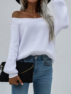 Blue Zone Planet |  Off-Shoulder Rib-Knit Sweater
