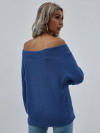 Blue Zone Planet |  Off-Shoulder Rib-Knit Sweater
