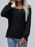 Blue Zone Planet |  Off-Shoulder Rib-Knit Sweater