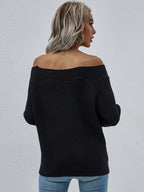 Blue Zone Planet |  Off-Shoulder Rib-Knit Sweater