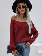 Blue Zone Planet |  Off-Shoulder Rib-Knit Sweater