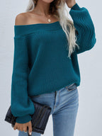Blue Zone Planet |  Off-Shoulder Rib-Knit Sweater