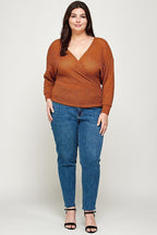 Blue Zone Planet |  Plus Size Textured Waffle Sweater Knit Top