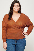 Blue Zone Planet |  Plus Size Textured Waffle Sweater Knit Top
